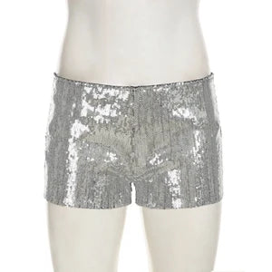 STYLISH LADY Shiny Sequined Pink Leopard Printed Shorts 2025 Summer Women High Waist Luxury Spicy Girl Sexy Clubwear Short Pants