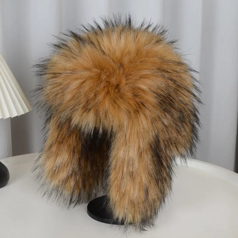 Lei Feng hat winter imitation fox fur thick warm baotou hat outdoor cold-proof ear protection pilot hat cycling hat