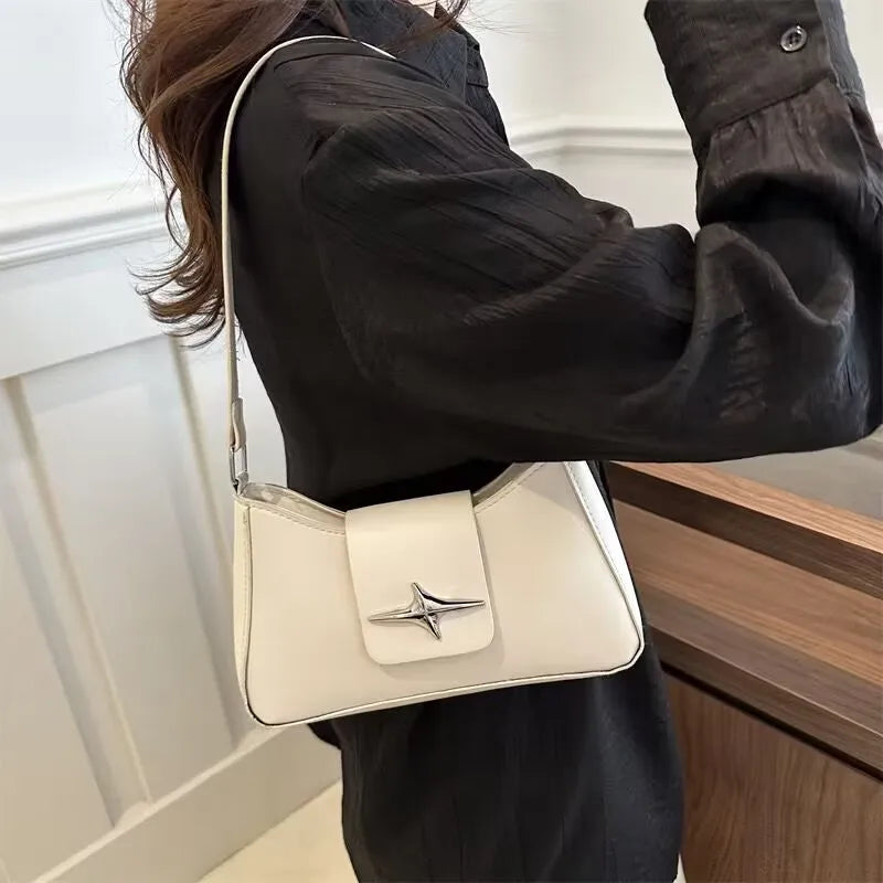 Solid color armpit bag, women's fashion new style | Casual texture shoulder bag, summer minimalist baguette bag