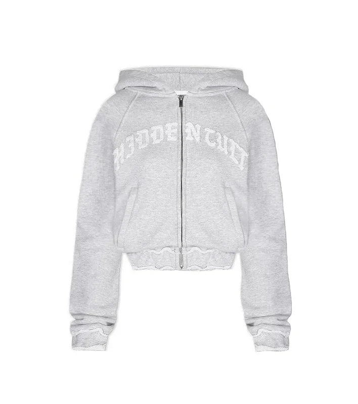 Zipper hoodie Camouflage sweatpants 2-piece set Y2K Women's clothing Goth Alphabet embroidered pullover Sweatshirt casual pants