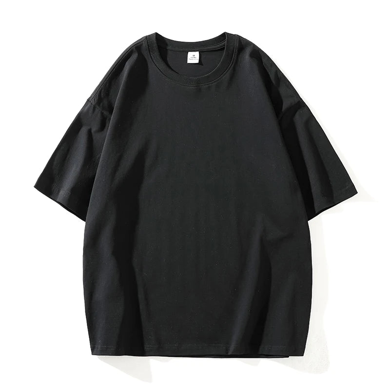 New Summer Men's T Shirt Fashion Solid T Shirt Mens Oversized Hip Hop Short Sleeve Casual Cotton Mens Streetwear Top Tees
