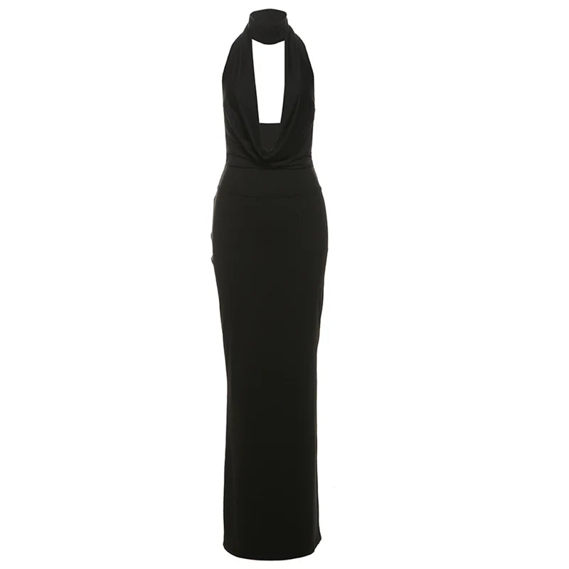Hollow Halter Backless High Slit Long Bodycon Dress — Women's