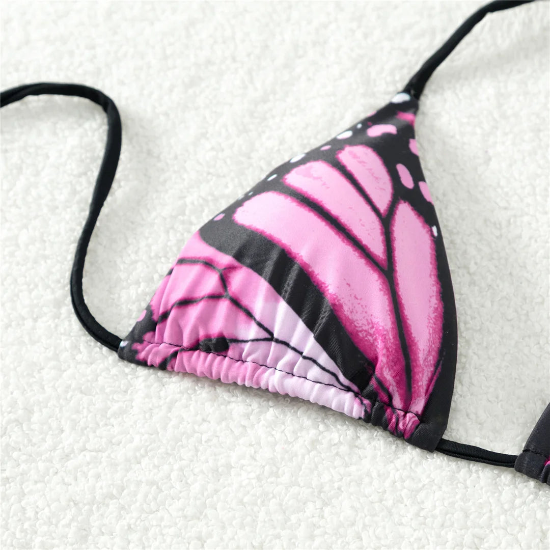 S - XL Sexy Printed Halter Padded Bikini Female Swimsuit Women Swimwear Two-pieces Bikini set Bather Bathing Suit Swim V4910
