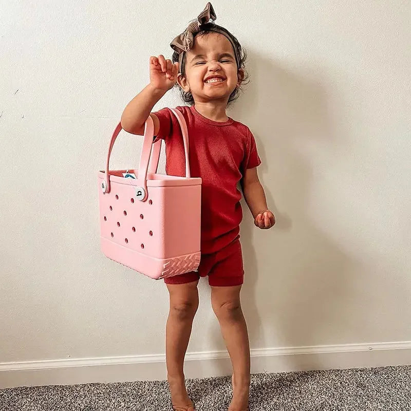 Beach Bag Waterproof Tote Handbag EVA Beach Basket Child High Capacity Multi-Purpose Handbag Fashion Kid Beach Storage Bag