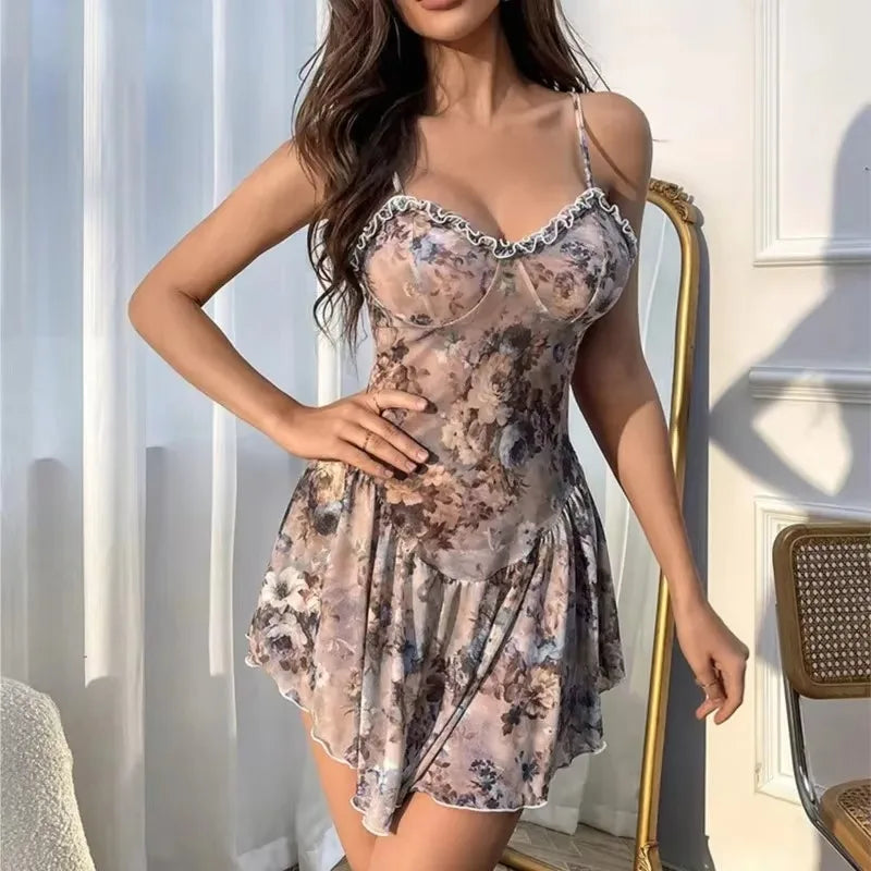 Ordinary Nightgown Strap Tight and Comfortable High-end Pure Floral Dress Sexy Tоy Xxl Sleepwear for Sleeping Pajamas Dress Xxx