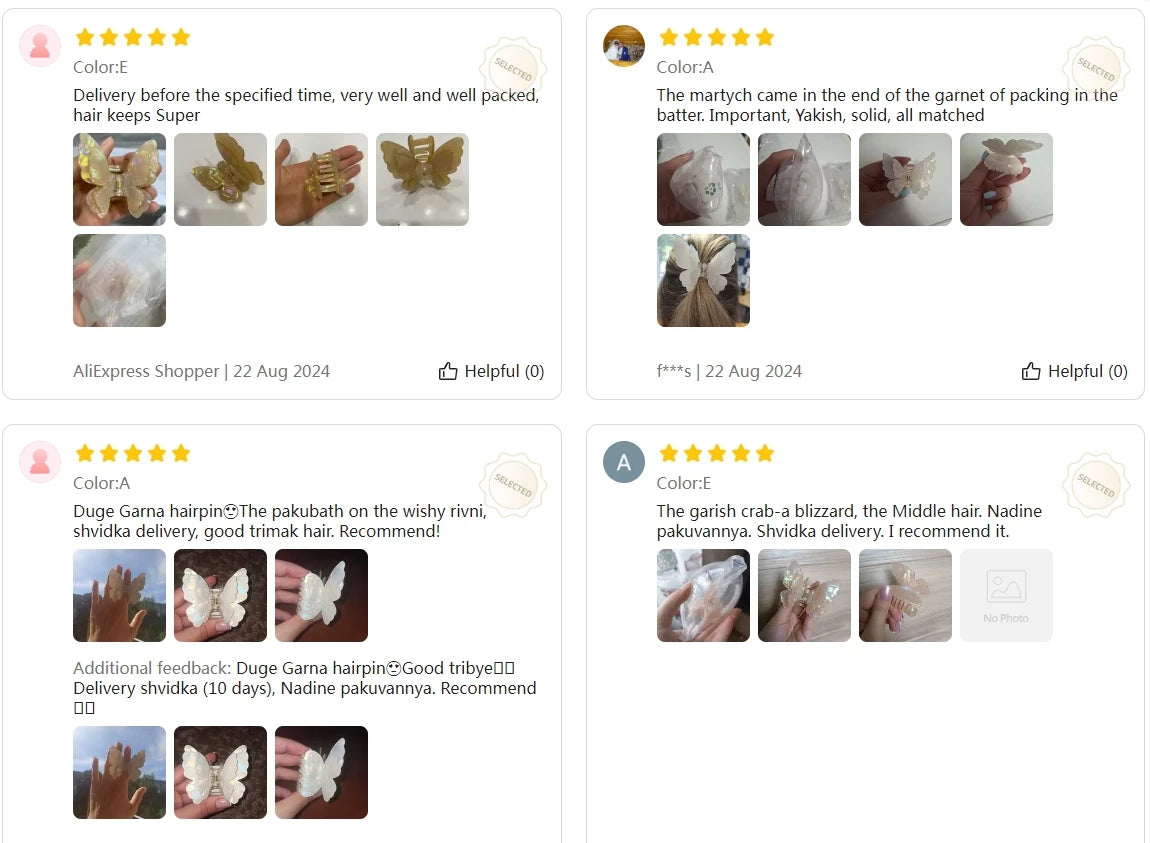 Colorful Fairy Butterfly Hair Claw Acetate Sweet Princess Butterfly Crab Hair Clips for Women Girls Hairpin Hair Accessories