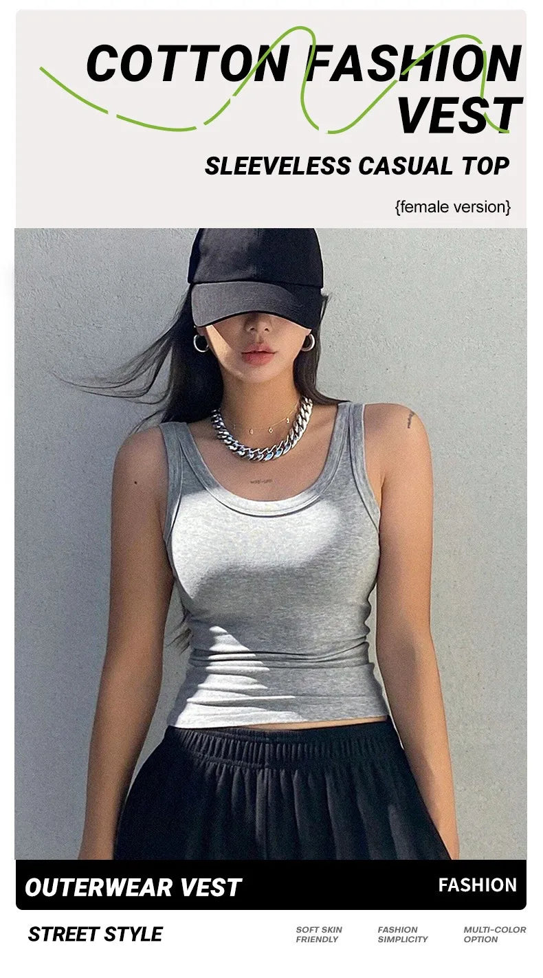 3PCS Set Cotton Camisole Vest Paired Summer Slim Fit Clothing Simple Versatile Basic Top Breathable Womens Korean Style Tops