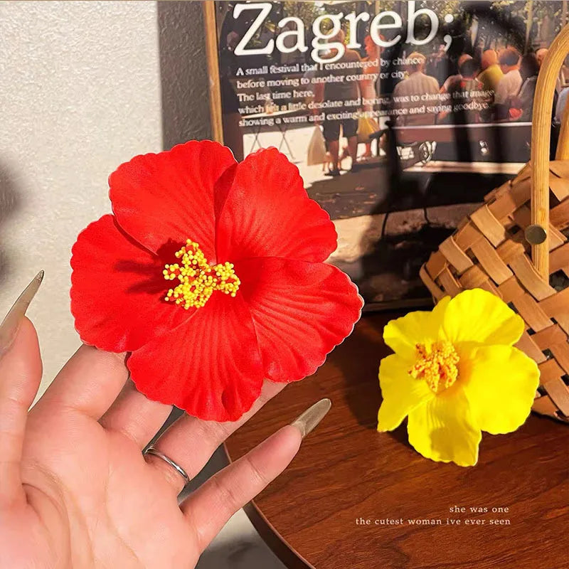 New 10cm Simulated Flower Hair Clip Headband Colorful Flower Swimsuit Tourist Beach Photography Hair Accessory for Beach Travel
