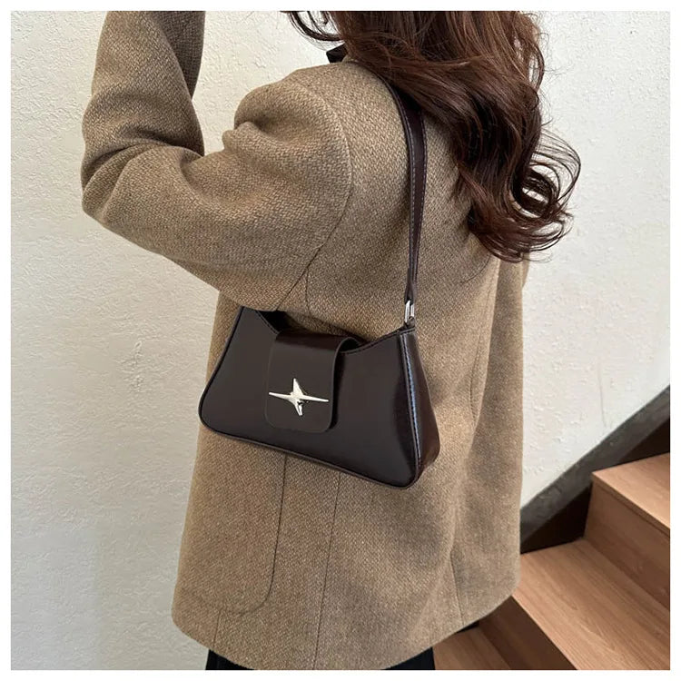 Solid color armpit bag, women's fashion new style | Casual texture shoulder bag, summer minimalist baguette bag