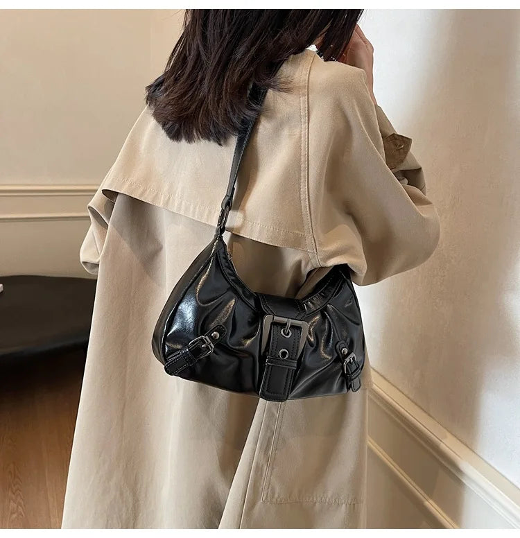 Y2K Retro Pleated Hobo Shoulder Bag for Women Hot Selling Maillard Style Underarm Bag Clutch Handbags for Travel Work Shopping