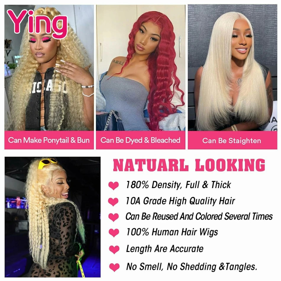Fluorescent Green Colored 200% Deep Wave 13x6 Lace Front Human Hair Wigs PrePlucked With Baby Hair 5x5 Lace Closure Wigs