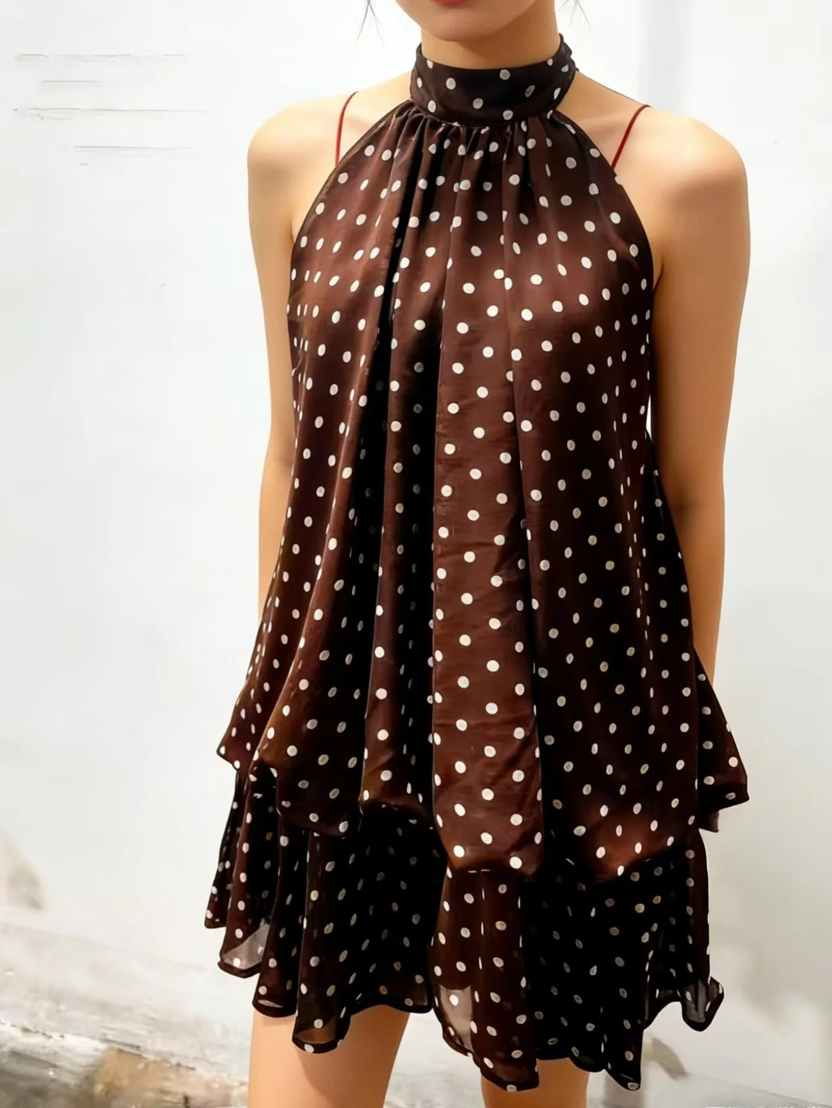 French Style Solid Color Women's Halter Neck Sleeveless Off Shoulder Backless A Line Mini Spicy Girl Beach Vacation Dresses