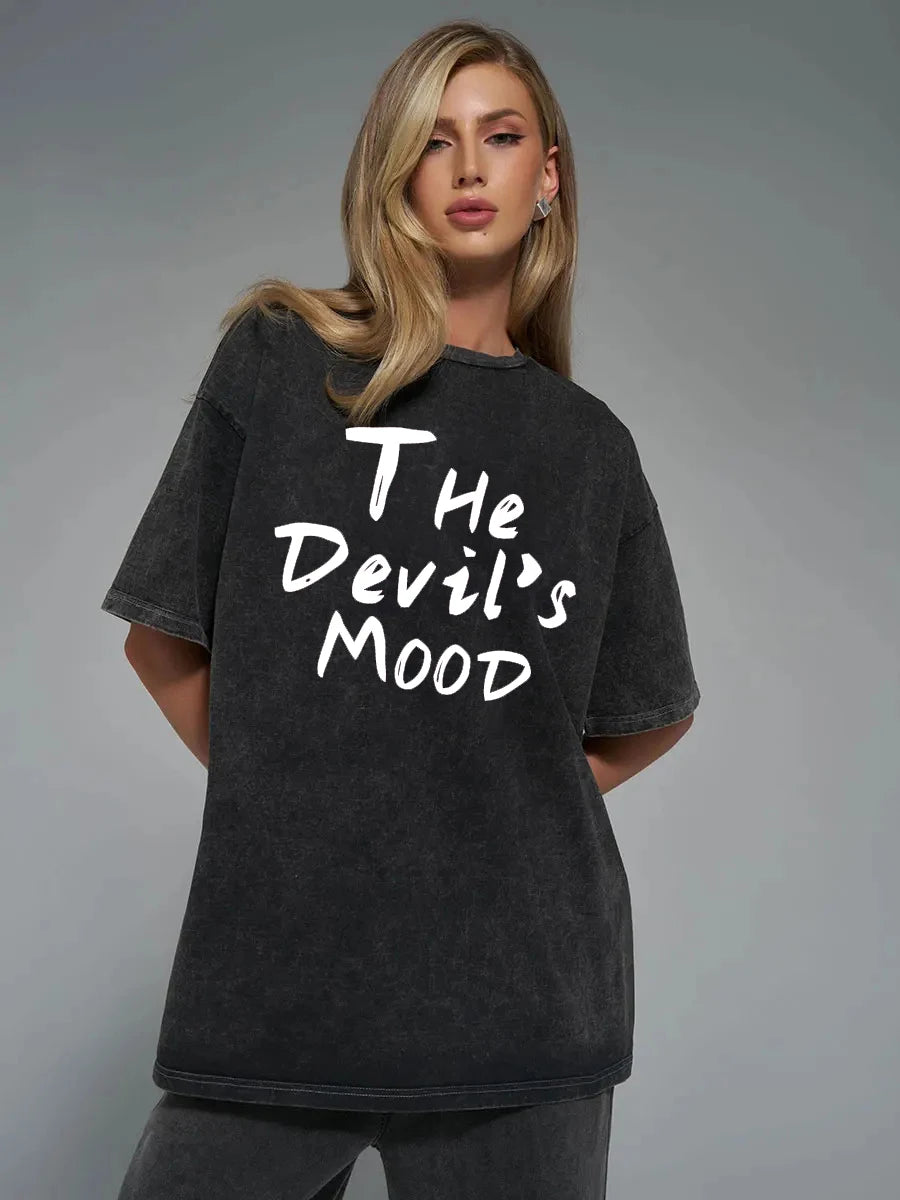 Pink Letter Design Washed T Shirt Women Vintage Cotton T-shirts Streetwear Soft Mineral Tees Girl Loose Female Tee Tops Y2k