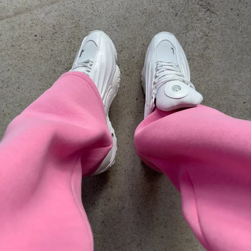 Fashion Embroidery Casual Slim Pants Y2k Street Wearing Solid Color Sport Pants Men And Women Couple Straight Leg Pants Hot