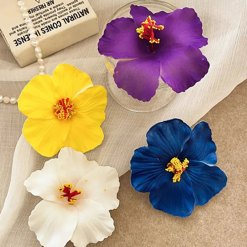 New 10cm Simulated Flower Hair Clip Headband Colorful Flower Swimsuit Tourist Beach Photography Hair Accessory for Beach Travel
