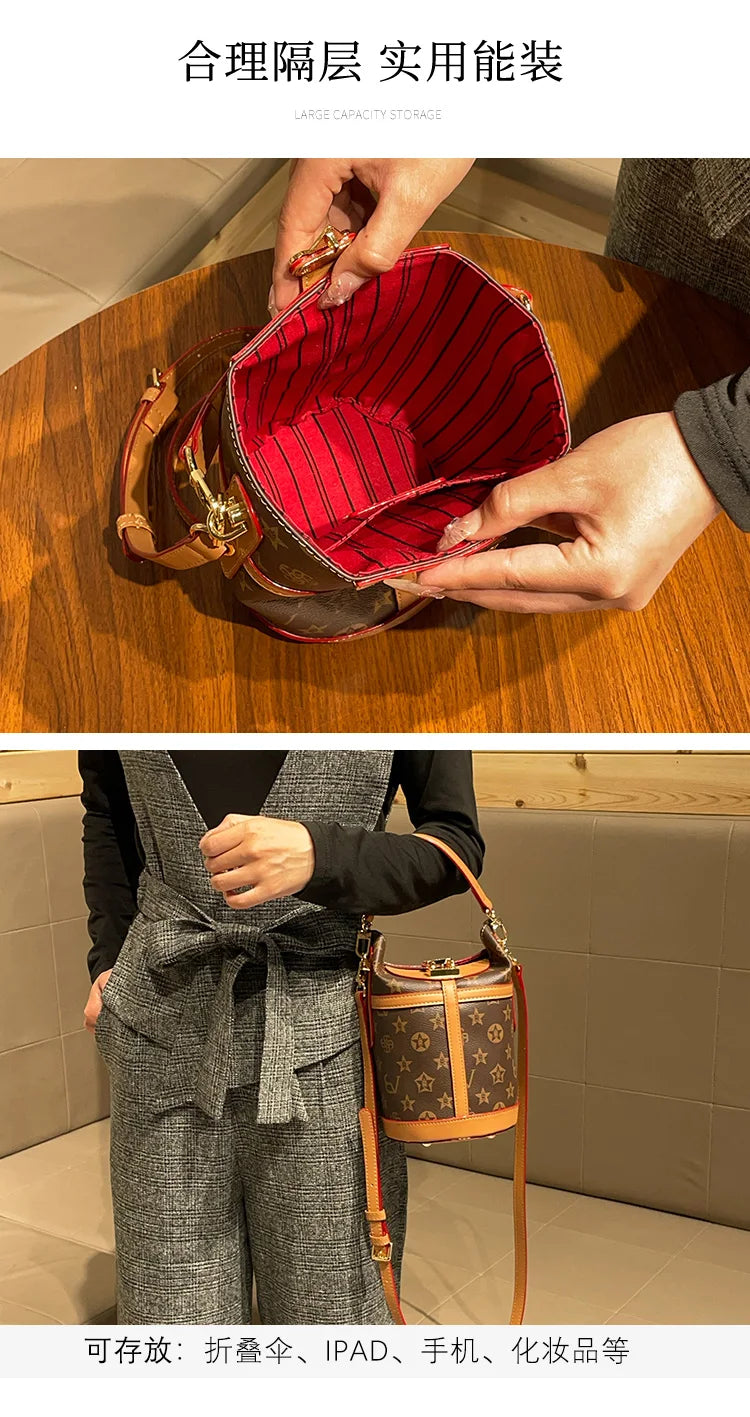 Light luxury brand women's bag bucket bag 2024 new high-end feeling autumn and winter fashion explosive handbag crossbody bag