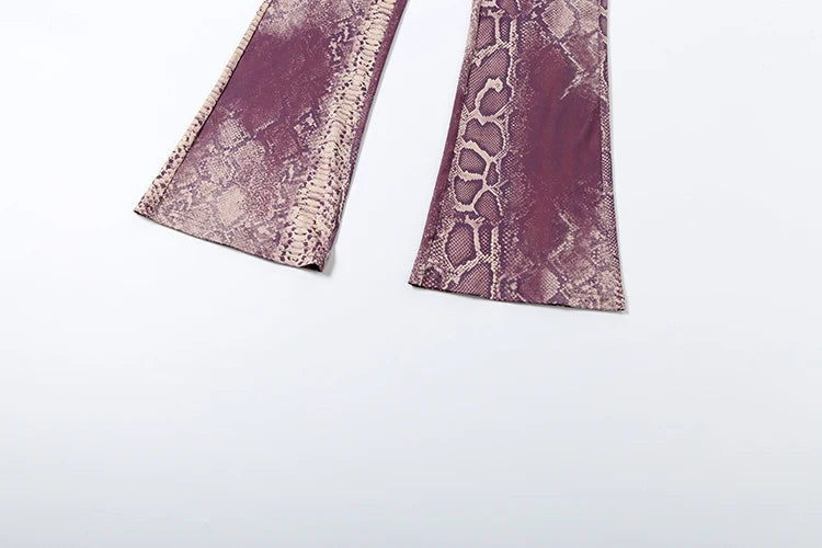 Snake Print Zip Jacket & Pants Set — Women's Tracksuit