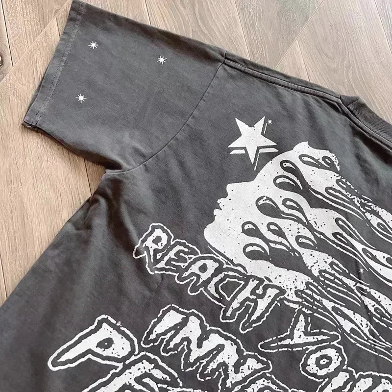 HS Innerlijke Vrede T-Shirt Met Heavy Craft Wash Katoenen T-Shirt Met Korte Mouwen