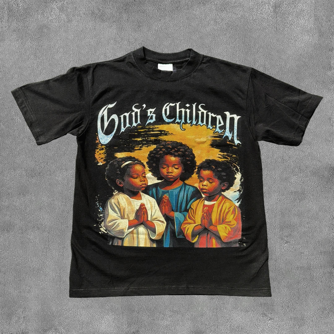 Children Of God Graphic 100% Cotton Short Sleeve T-Shirt Casual and comfortable T-shirt for men and women men clothing