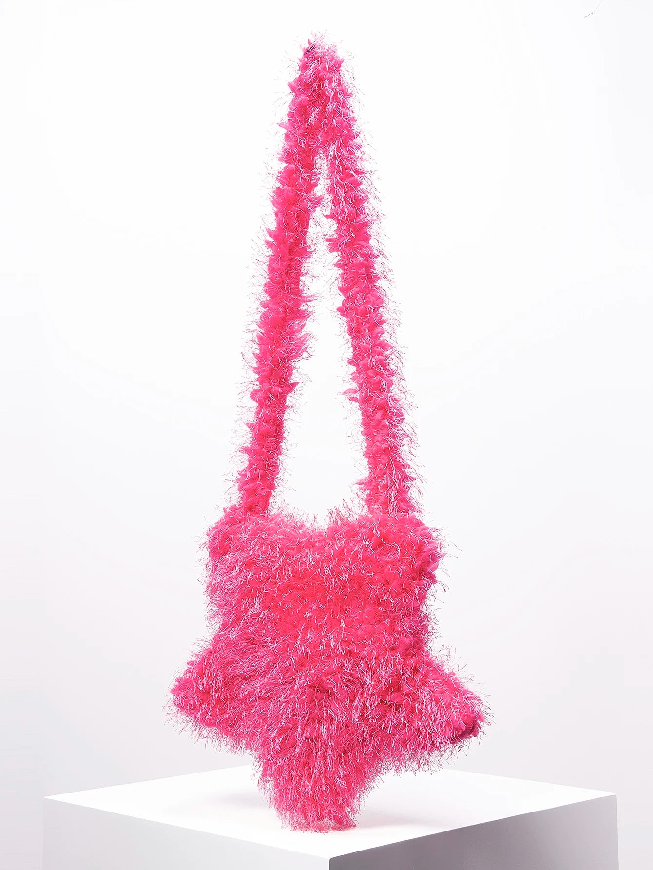 Y2k Star Shape Candy-colored Plush Crossbody Bag For Young Ladies, Autumn & Winter Puffy Solid Colored Woman Shoulder Bag
