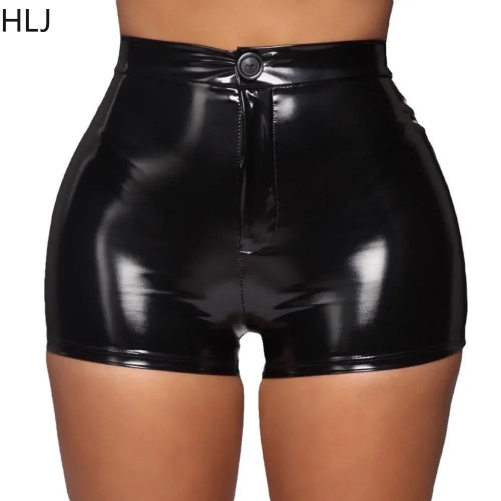 HLJ&GG Fashion Y2K Leather Snake Jacket Coat Three Piece Sets Women Lapel Long Sleeve Crop Top+Shorts Outfits Trend Streetwear