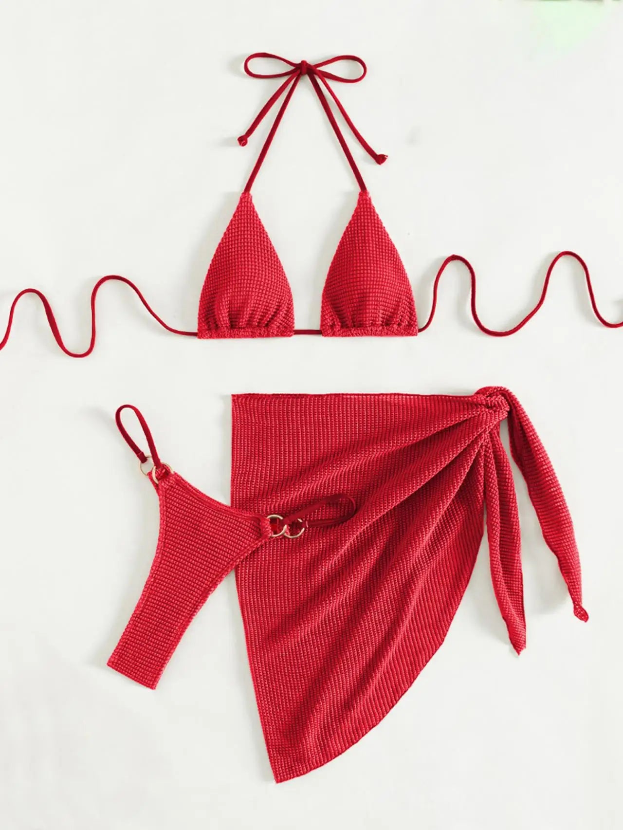 Sexy Brown Bikini Set 2024 Women Halter Push Up Bra Skirt 3 Piece Swimsuit Summer Bathing Suit Cover Up Thong Swimwear Biquini