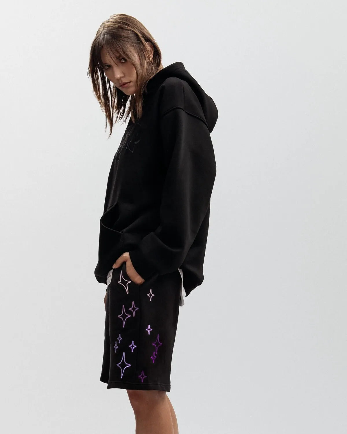 Streetwear Korean Men's Shorts Pants Constellation Graphic Star Print Oversized Jorts Baggy Harajuku Y2k Unisex Clothing Goth BF