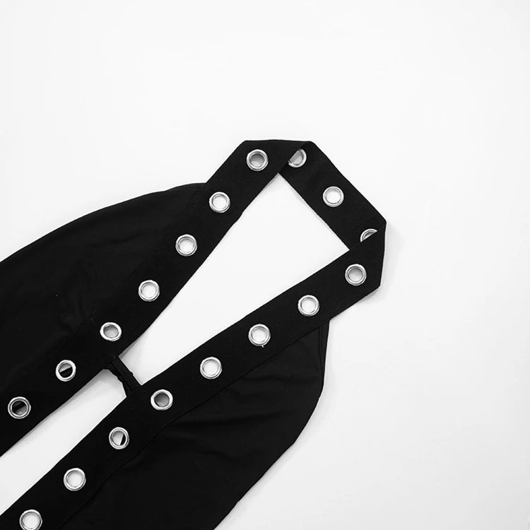 STYLISH LADY Lace Up Backless Tops 2025 Summer Women Halter Sleeveless Hollow Out Black Sexy Club Party Street Tees