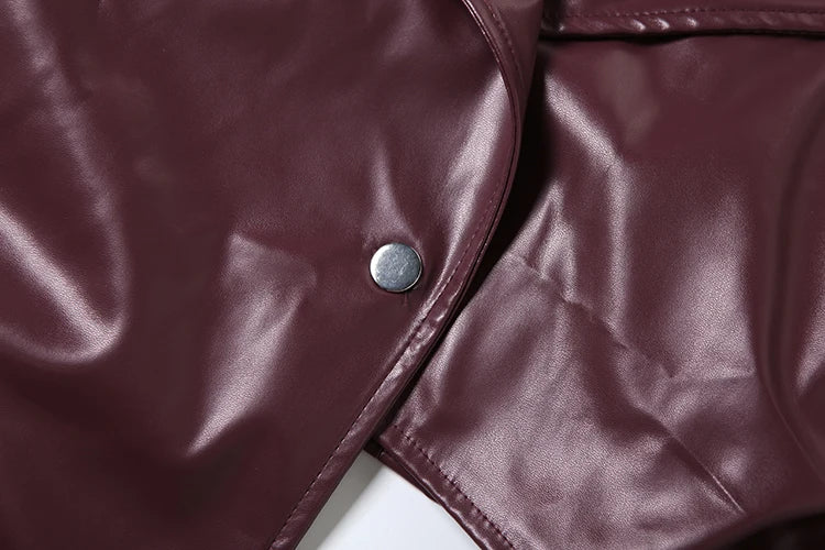 Faux Leather Irregular Crop Jacket — Women's Streetwear Coat
