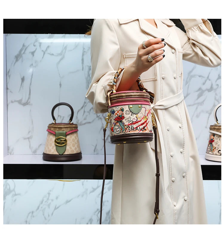 Women's handbag 2023 new fashion designer cylinder bag handbag single shoulder crossbody women's bag small bag