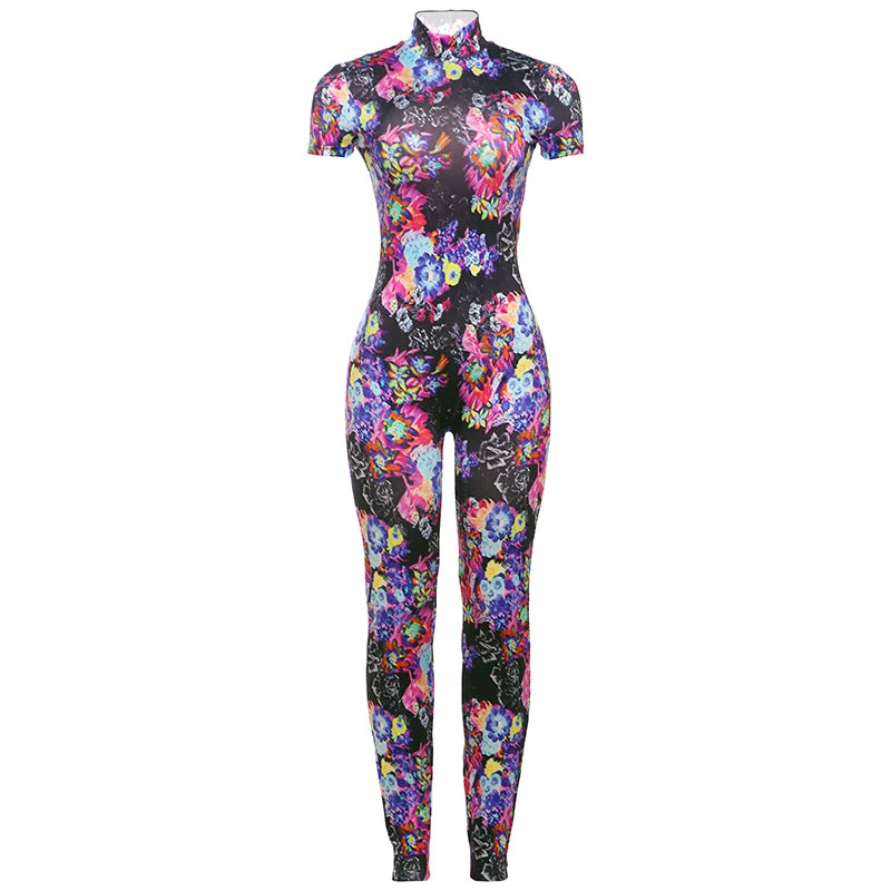 Weird Puss Peach Buttocks Jumpsuit Women Backless Leopard Print Shorts Sleeve Fitness Summer Trend Streetwear Workout Overalls