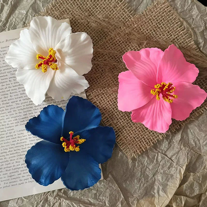 New 10cm Simulated Flower Hair Clip Headband Colorful Flower Swimsuit Tourist Beach Photography Hair Accessory for Beach Travel