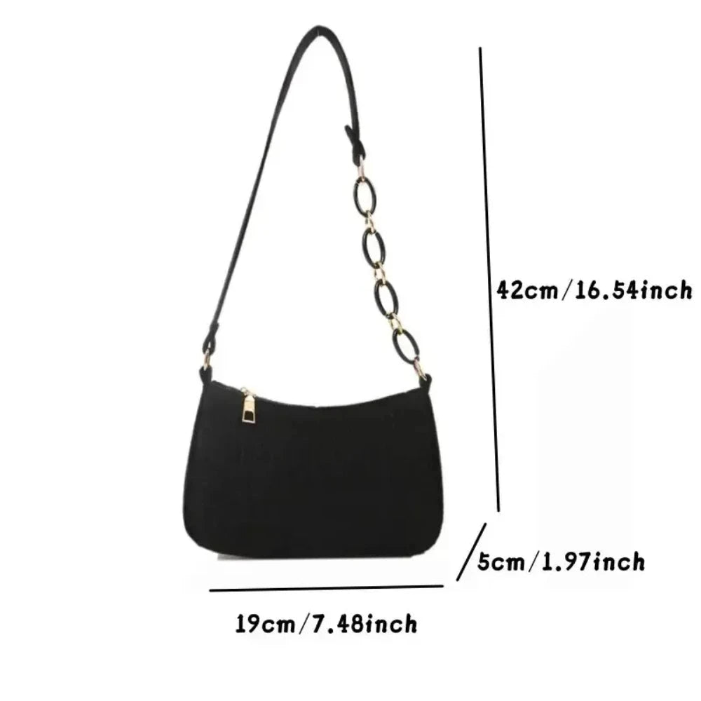 Retro Felt Small Square Bag For Women Autumn Shoulder Handheld Fashion