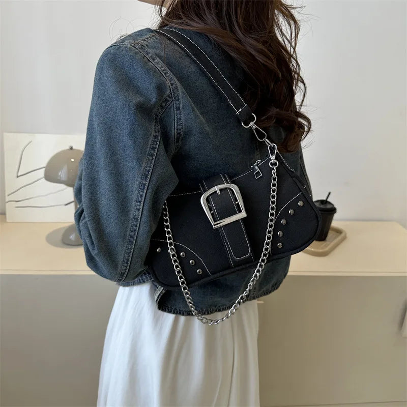 Simple Retro Underarm Bag Fashionable Trend Casual Shoulder Bag Canvas Casual Texture Crossbody Bag for Women