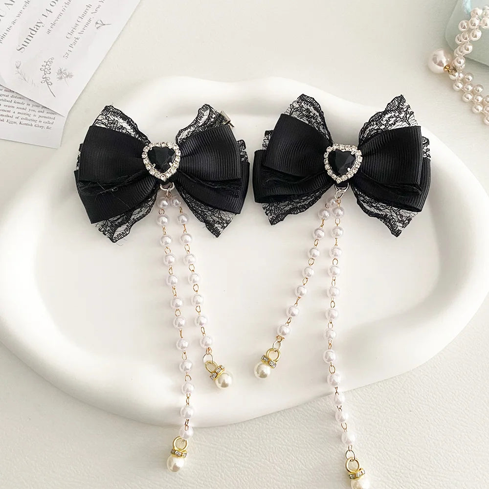 [1pair] Lolita cosplay Girl hairpin Bow barrette cute hair accessories japanese aesthetic hair clips y2k cute items for girls