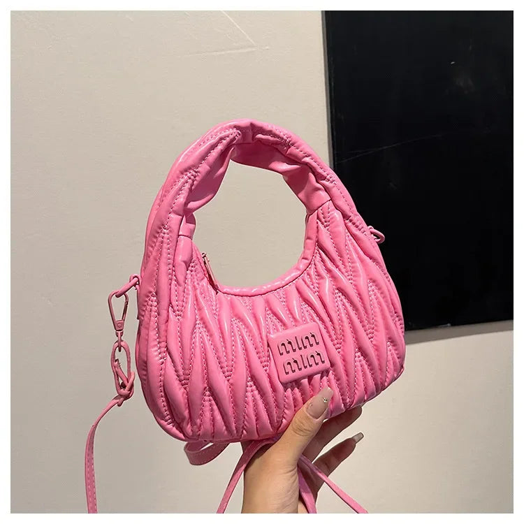 2025 New! Women's Niche Pleated Dumpling Bag – Mini Portable, Summer Trendy, Lightweight Fabric & Easy-Carry Messenger
