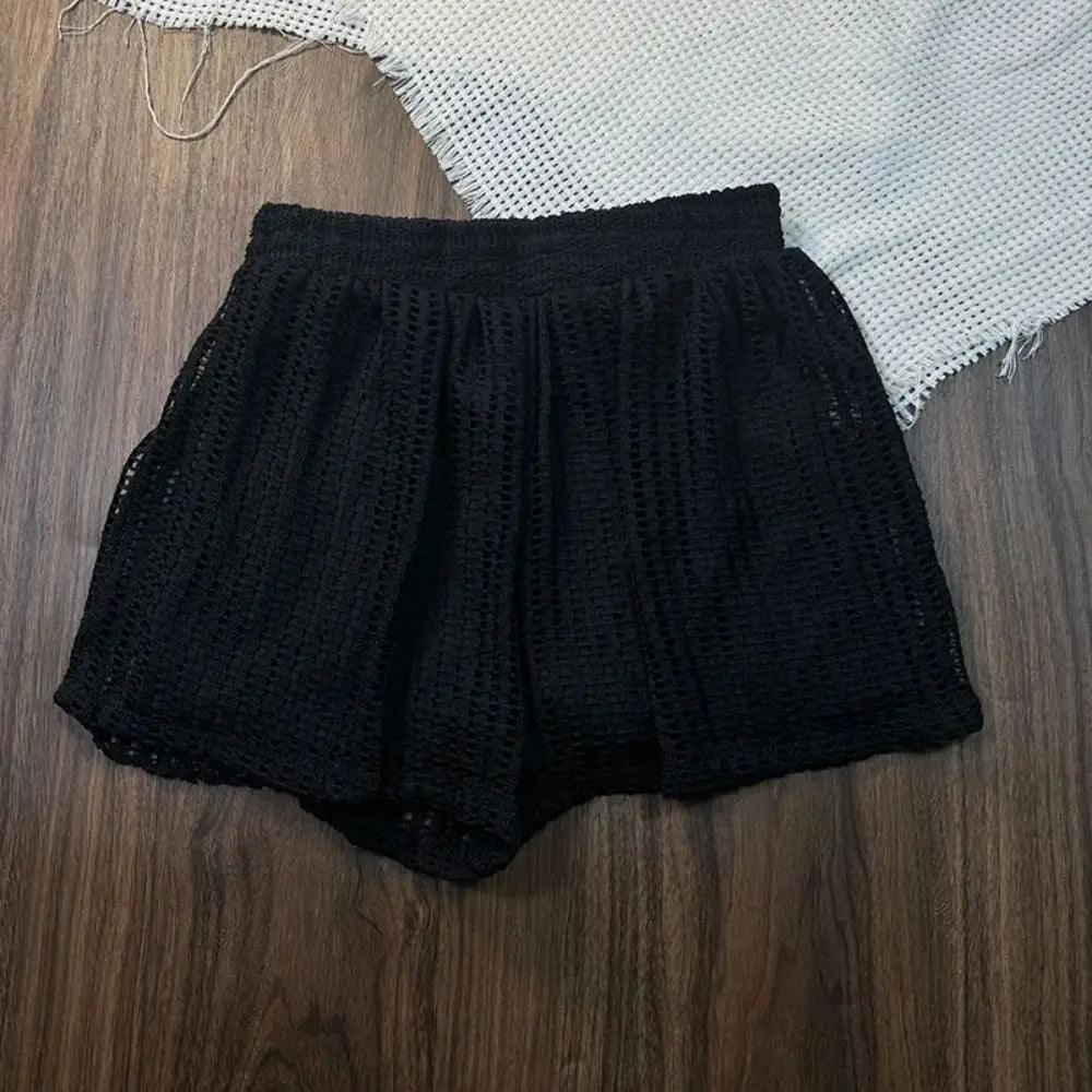 Loose Long Sleeve Swimsuit Hollow Out Pullover Crochet Knit Bathing Suit Beachwear Clothings Beachwear Three Pieces Set Swimwear