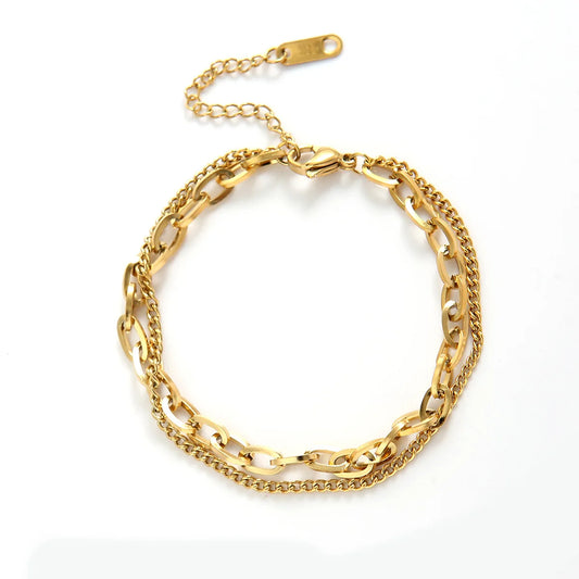 European and American niche design sense double-layer bracelet for women, cool and light luxury in Instagram, simple European an
