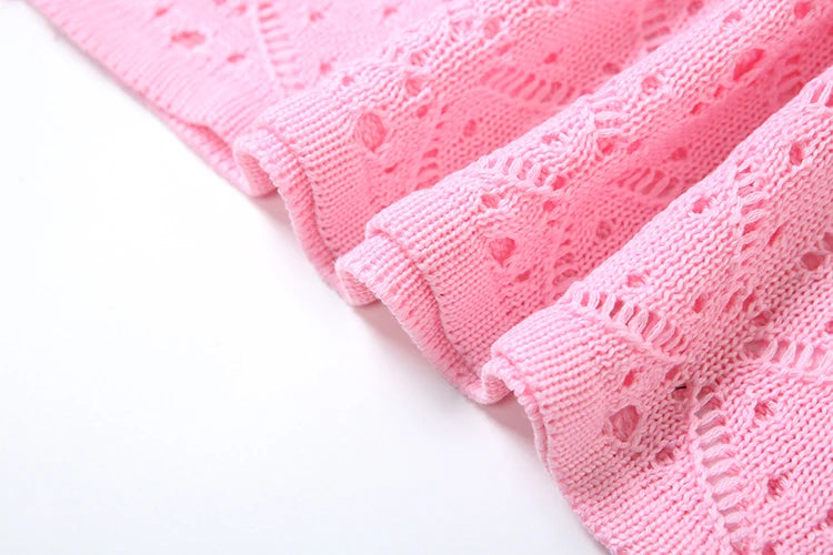 Weird Puss Beach Crochet Women Summer 2 Piece Set Applique Halter Bandage Camisole+Maxi Skirts Sexy Matching Vacation Clubwear