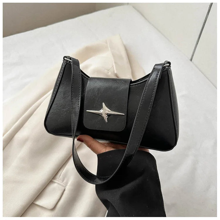 Solid color armpit bag, women's fashion new style | Casual texture shoulder bag, summer minimalist baguette bag