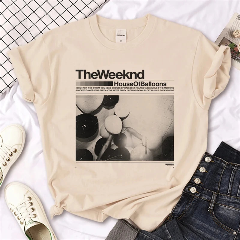The Weekend Japanese Printed Women's T-shirt Japanese Harajuku Short Sleeved Top T-shirt Y2K Clothing