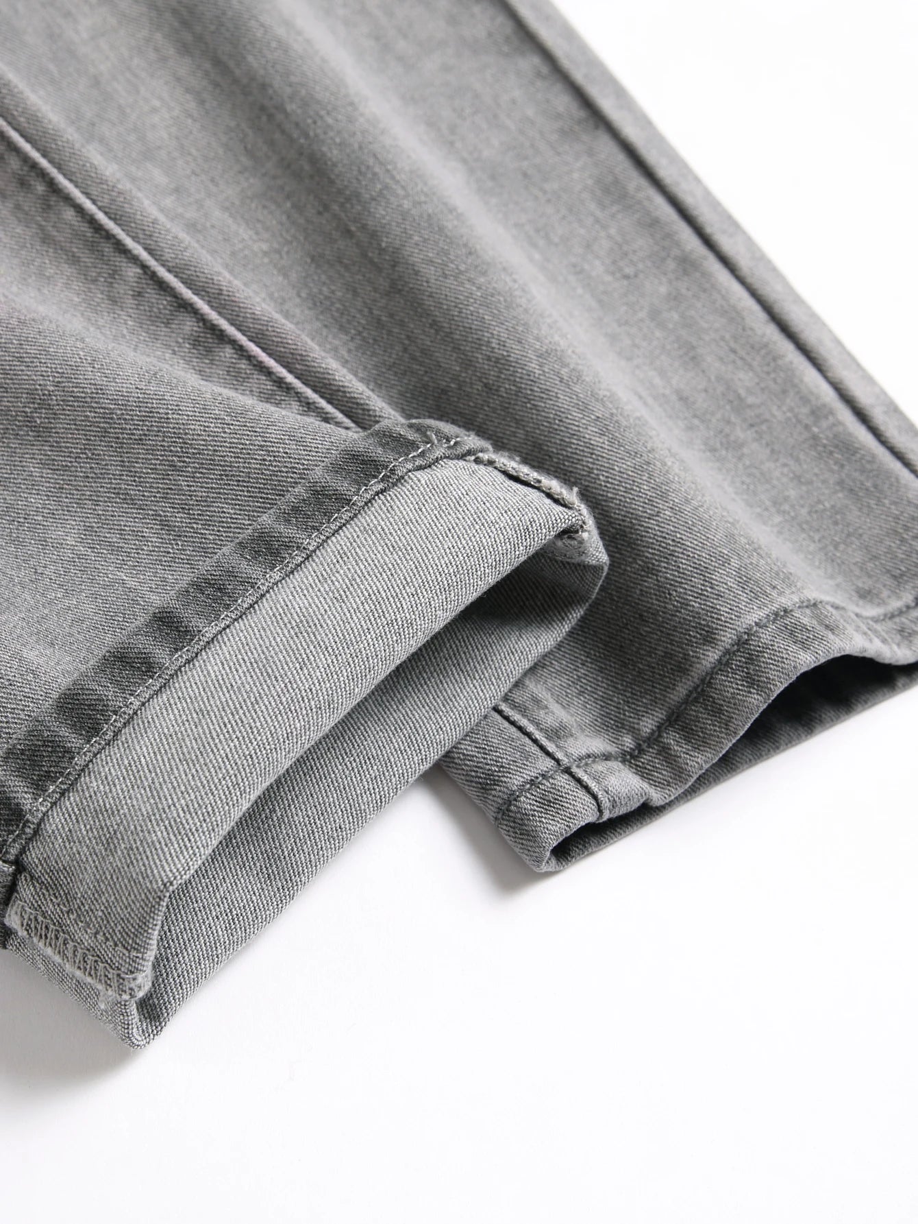 Denim Jeans Slim Fit Comfort Straight Leg Casual Mid Waist Denim Pants Grey Trousers Men Clothing