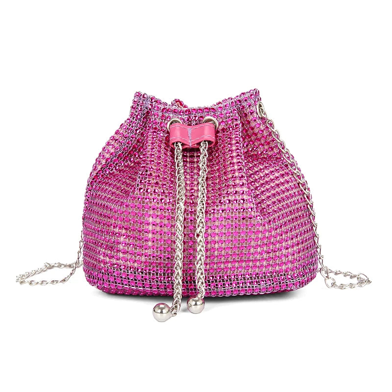 Luxury Rhinestone Bucket Bag Fashion Chain Shoulder Crossbody Bag For Women Personality Versatile Temperament Shoulder Bag