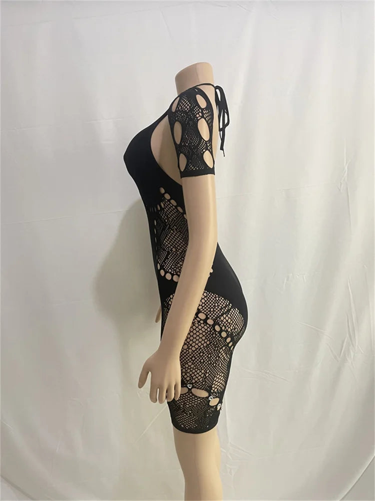 Club Outfits Sexy Jumpsuits for Women Short Sleeve Bodycon Rompers Jumpsuit Skinny Pink Mesh See Though One-piece Overalls 2024