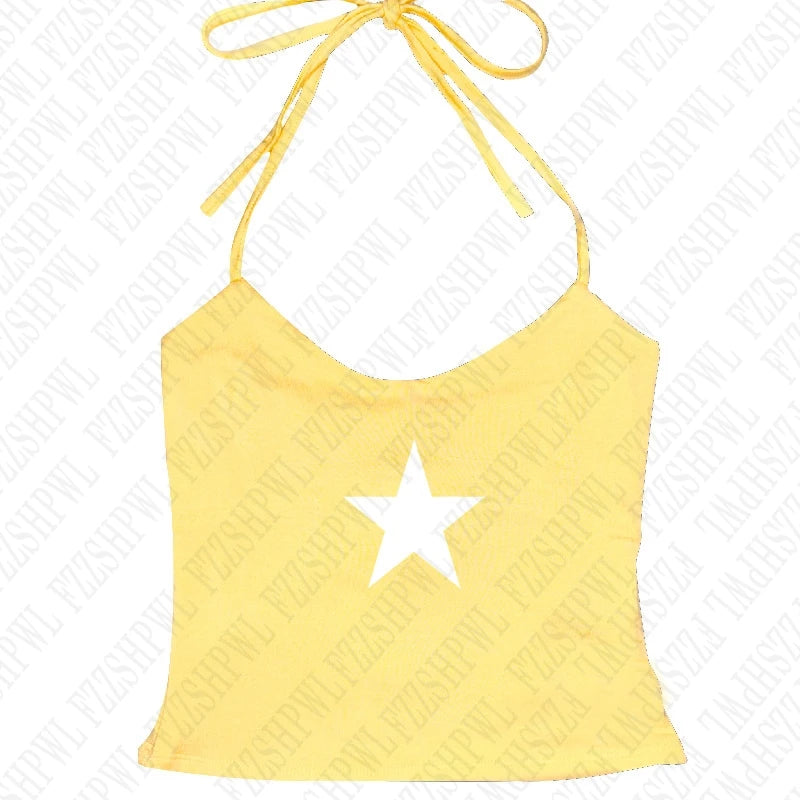 Gothic Star Print Streetwear Vintage Harajuku Punk Grunge Crop Top Casual Women's T-Shirt E-girl Baby Tee Slim Y2k Clothes
