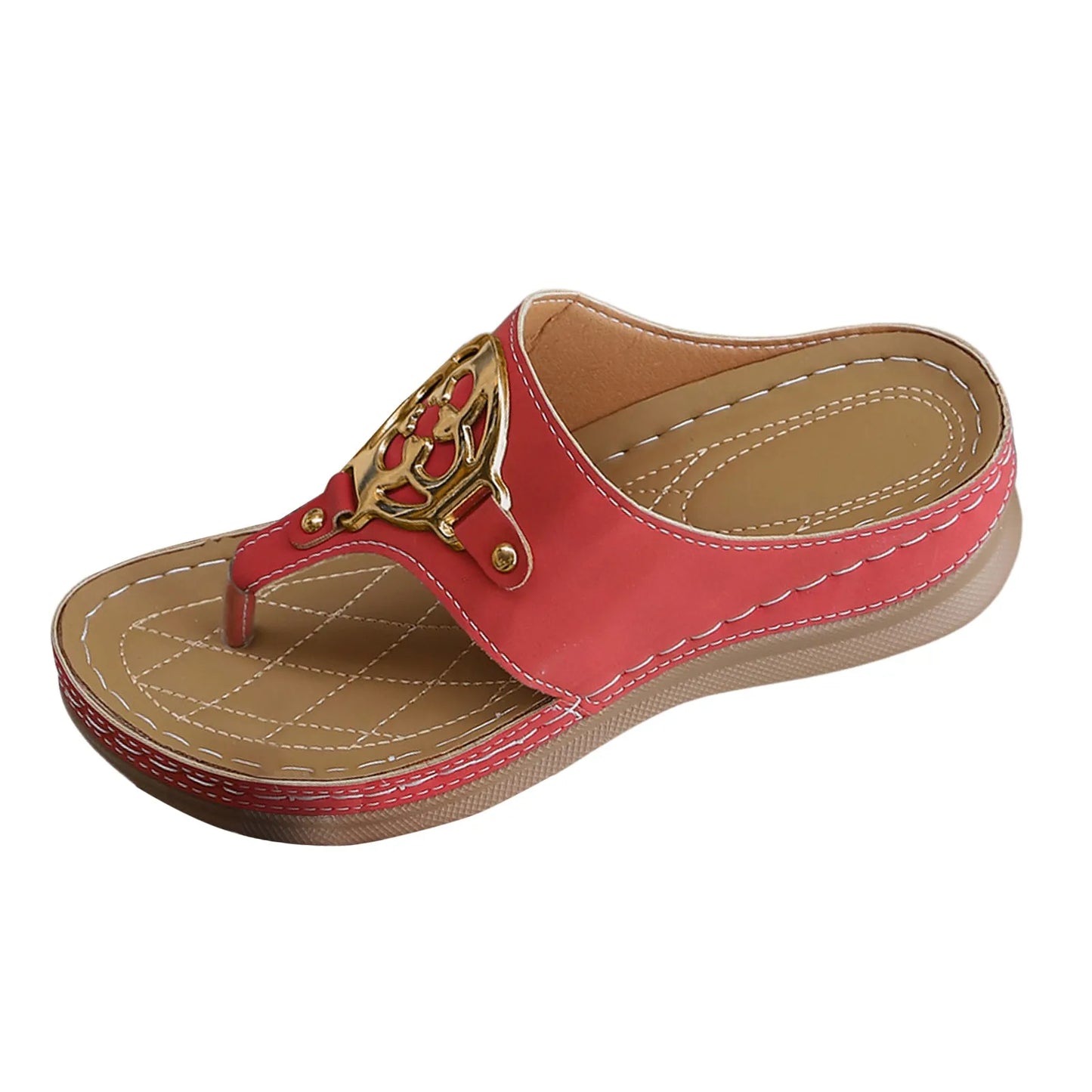 Flip Flops Women's Hollow Out Wedge Summer Wedge Sandals Clip Toe Orthopedic Sandals Woman PU Leather Non-Slip Soft Flip Flops