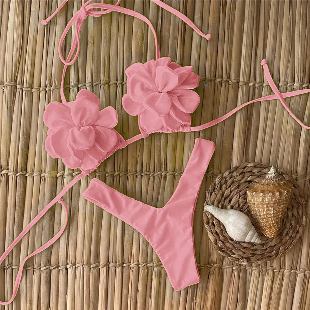 Sexy Floral Micro Bikini 2024 Women Swimsuit Female Swimwear Thong Bikinis Set Brazilian Beach Wear Bathing Suit Biquini