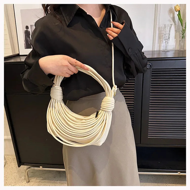 2025 Trendy! Women's Multicolored Woven Knot Handbag - Stylish Crossbody/Top Handle Bag | High-End Texture for Streetwear