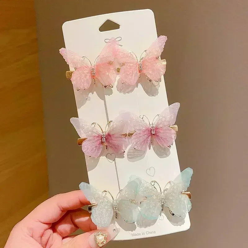 2/6Pcs Colorful Butterfly Hairpins Girl Hair Clips Barrettes Women Sweet Hair Ornament Rainbow Headwear Fashion Hair Accessories