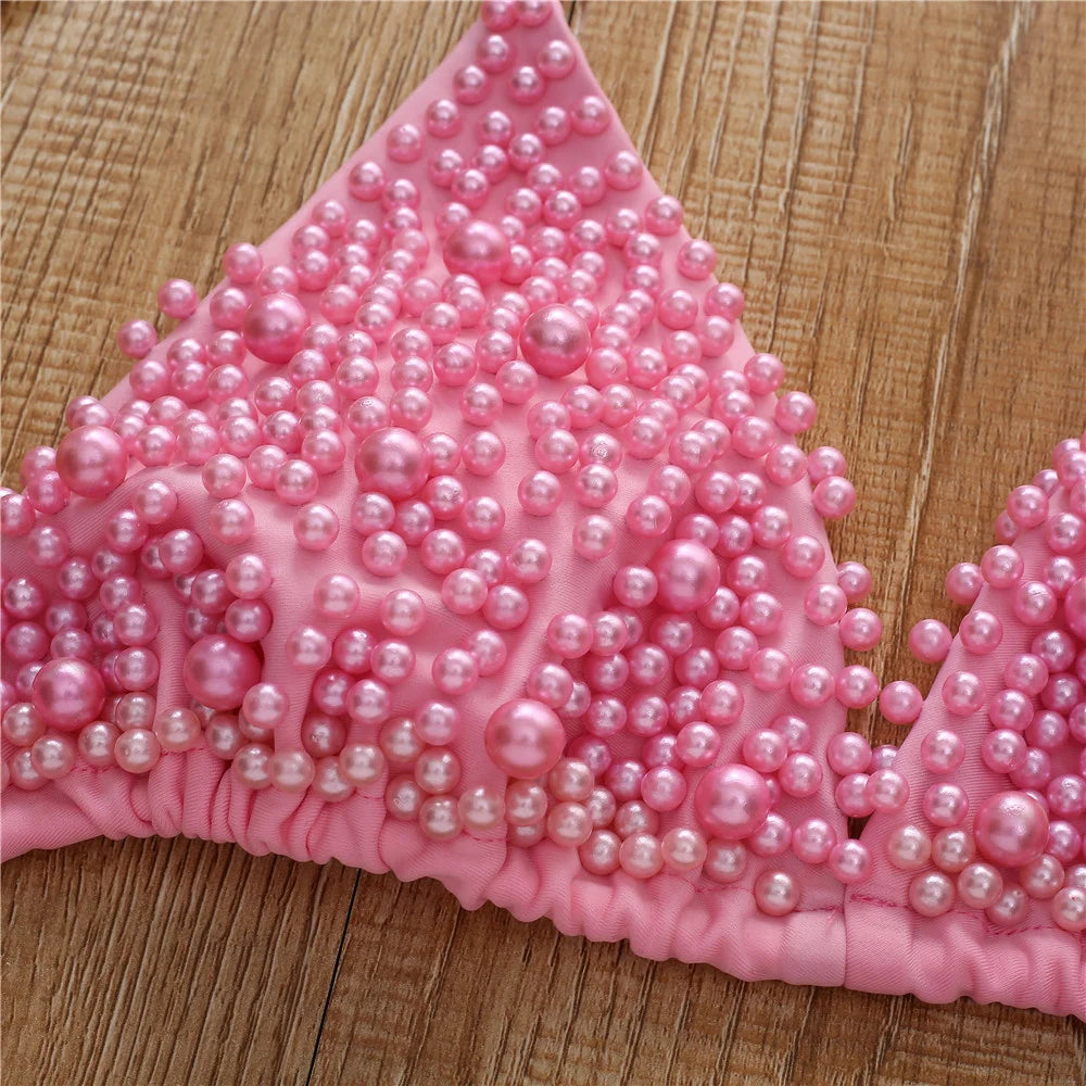 Pearl Bikini String Thong Swimsuit Kawaii Y2K Swimwear Trend Women Two Piece Bathing Suit Beachwear Bikinis Set Vacation Outfits